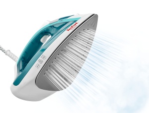 Fier de calcat cu abur Tefal FV1710 Virtuo | 1800 wati | 80 g/min explozie de abur | 20 g/min abur continuu | declansator ergonomic cu abur | Talpa antiaderenta | netezire verticala cu abur | Alb/Turcoaz - Img 4