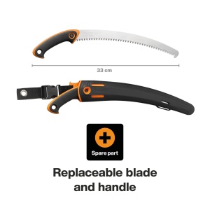 Fierastrau de mana profesional Fiskars pentru lemn proaspat, zimtare grosiera, panza de ferastrau din otel de inalta calitate, inclusiv tolba de depozitare, negru/portocaliu, lungime panza de ferastrau: 33 cm, SW-330, 1020199 - Img 3