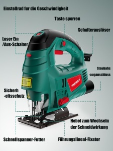 Fierastrau pendular HYCHIKA 800W Laser 7 viteze variabile 6 lame incluse - Img 2