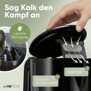 Fierbator apa Clatronic WK 3834, 1L, 900W, BPA liber, negru - Img 5