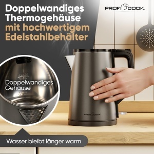 Fierbator apa ProfiCook PC WK 1290, 1.5L, 2200W, inox mat - Img 7