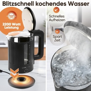 Fierbator de apa Clatronic WK 3837 1,7 L 2200 W Negru - Img 4