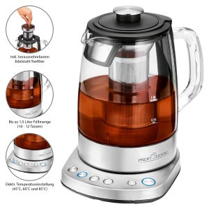 Fierbator de apa ProfiCook PC-WKS 1167 G, 1.5 Litri, WiFi, Sticla si Otel Inoxidabil - Img 4