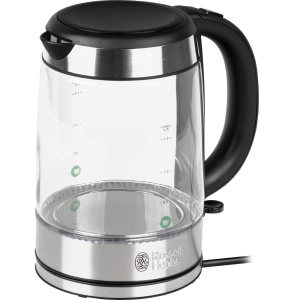 Fierbator de apa Russell Hobbs 21600-57, 1,7l, 2200W, din sticla cu iluminare LED albastra