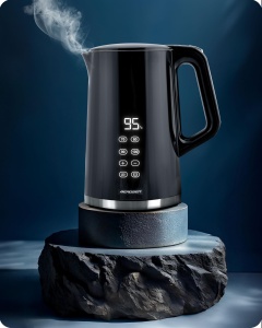 Fierbator electric Berdsen 1,7 L, 2200W, negru, cu control temperatura - Img 2