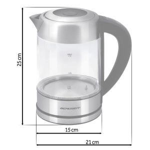 Fierbator electric Berdsen cu control temperatura 60-100C, 1.7L, 2200W, sticla si inox - Img 2
