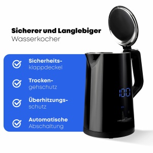 Fierbator ProfiCookr cu setare de temperatura 17L Selectarea temperaturii 50deg-100degC Afisarea temperaturii tinta si reala Functia de mentinere la c - Img 6