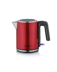 Fierbator SEVERIN 1 L, ceainic electric, filtru de calcar, deschidere XXL, puternic si compact, 100% fara BPA, 2.400 W, otel inoxidabil, rosu, WK 3427 - Img 1