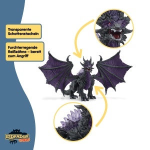 Figurina Dragon Schleich ELDRADOR Schattendrache 70152, 22 x 19 x 13 cm, cu aripi mobile - Img 3