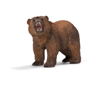 Figurina Grizzly Bear Schleich WILD Life, 5 x 11 x 7 cm, detaliata si educativa