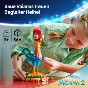 Figurina LEGO Disney Vaiana 2 Heihei - 566 piese, cu cap rotativ, aripi si stand - Img 3