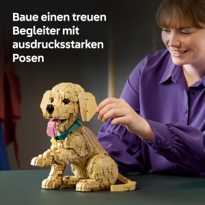 Figurina LEGO Golden Retriever - 3D, cu Halsband si Medaillon, pentru Adulti - Img 4