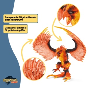 Figurina Schleich ELDRADOR Feueradler 42511, 17 x 13 x 13 cm, cu aripi mobile - Img 3