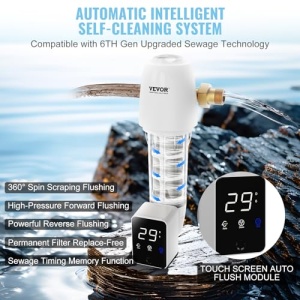 Filtru spin down VEVOR, filtru de sedimente pentru intreaga casa de 40 microni pentru apa de fantana, 1 inch GM + 1 1/4 inch GM, debit mare de 8 t/h, pentru sistemul de filtrare a apei pentru intreaga casa - Img 3