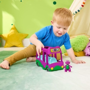 Fisher-Price Autobuz de Jucarie Barney HYG95 pentru Copii de peste 3 Ani Multicolor Figurina Inclusa - Img 2