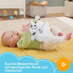 Fisher-Price Slumber Doggy Music Box - Generator portabil de sunet moale de plus cu muzica linistitoare in timpul calatoriei, 4 setari de redare, se poate spala la masina, de la 3 luni si peste, HTJ68 - Img 2