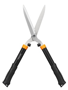 Fiskars Foarfece gard viu HS21, Pentru modelarea si taierea gardurilor vii si tufisurilor, lungime 59 cm, lame din otel calit/maner din plastic moale la atingere, negru/portocaliu, solid, 1026827 - Img 4
