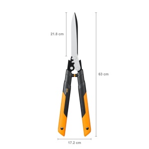 Fiskars PowerGear X Geared Trimmer pentru gard viu, acoperit antiaderent, lame din otel de inalta calitate, lungime: 63 cm, negru/portocaliu, HSX92, 1023631 - Img 2
