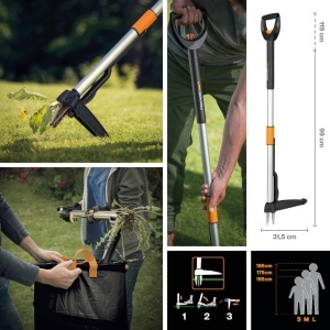 Fiskars SmartFit 1077306 Teleskop Unkrautstecher NegruPortocaliu Mecanism Patentat - Img 2