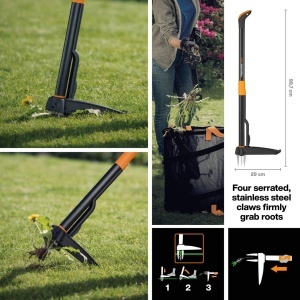 Fiskars Xact 1077305 Unealta pentru indepartarea buruienilor 1 m NegruPortocaliu - Img 3