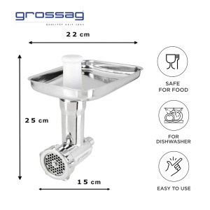 Fleischwolf KFW 500 din inox pentru KitchenAid compatibil spalare in masina de vase - Img 3
