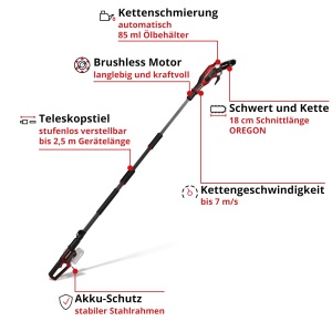Foarfeca electrica telescopica Einhell GP-LC 1820 Li T BL-Solo, motor brushless, lungime taiere 18 cm - Img 3