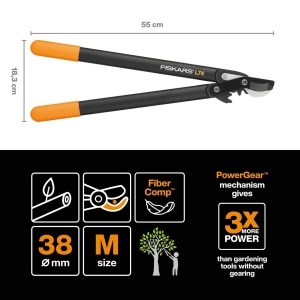 Foarfeca pentru crengi Fiskars PowerGear II L74 55 cm NegruPortocaliu Antiaderenta - Img 2