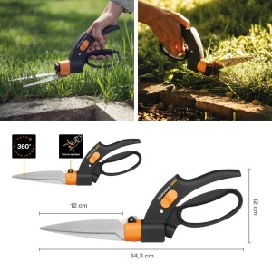 Foarfeca pentru iarba Fiskars GS42, 32 cm, cu sistem servo, negruorange - Img 2