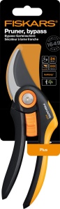 Foarfece de taiere Fiskars Bypass, Plus, P521, pentru ramuri si crengute proaspete, acoperite antiaderente, lame din otel inoxidabil, lungime: 20,1 cm, negru/portocaliu, 1057167 - Img 3
