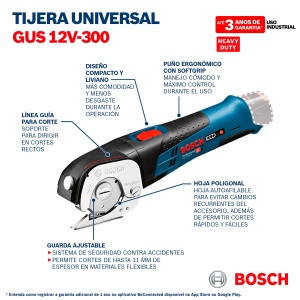 Foarfece universale fara fir Bosch Professional System 12V GUS 12V-300 (fara baterie/incarcator) - Img 7