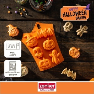 Forma de copt Halloween Zenker Mini-Dovleac, 6 forme, silicon, portocalie - Img 3
