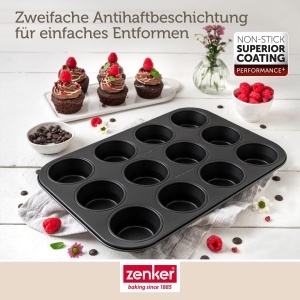 Forma pentru briose Zenker Perfect Black 12 cu antiaderenta dubla otel rezistent Made in Germany - Img 6