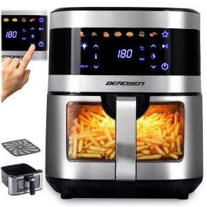 Friteuza cu aer cald Berdsen XXL 9,1L 1700W cu touchscreen si fereastra vizibila