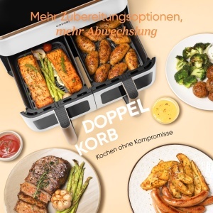 Friteuza cu aer cald COSORI Dual Basket 8.5L, 1750W, Negru-Alb, 6-in-1 - Img 5