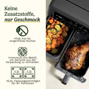 Friteuza cu aer cald Cuisinart XXL 2 zone 52L x 2 Functie 6-in-1 Negru - Img 2