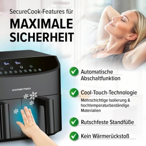 Friteuza cu aer cald GOURMETmaxx Doppelkammer 2x3,5L 2400W Negru - Img 8