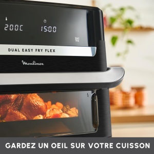 Friteuza cu aer cald Moulinex Dual Easy Fry Flex, 9 l, 7 programe, negru - Img 6