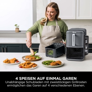 Friteuza cu aer cald Ninja Double Stack XL, 9.5L, 6 functii, gri - Img 4