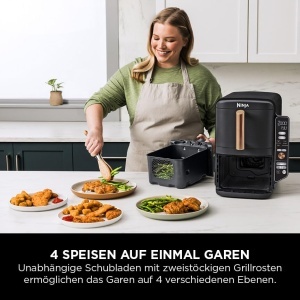 Friteuza cu aer cald Ninja Double Stack XL SL400EUCP 95L NegruCupru 6 functii 2 sertare - Img 5