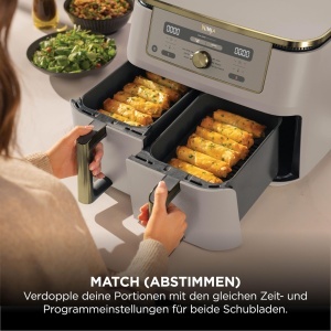 Friteuza cu aer cald Ninja Dual Zone, 9,5 L, 6-in-1, Stone Gold - Img 4