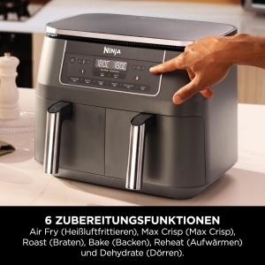 Friteuza cu aer cald Ninja DZ300EU, 7.6L, 6-in-1, gri metalic - Img 5