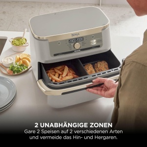 Friteuza cu aer cald Ninja Foodi FlexDrawer, 10.4L, Dual Zone, Stone Gold - Img 5