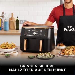 Friteuza cu aer cald Ninja Foodi MAX Dual Zone, 9,5 L, 6-in-1, CupruNegru - Img 8