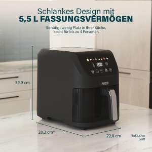 Friteuza cu aer cald Princess SlimFry 8L, 2000W, Digitala, Design Slim - Img 2