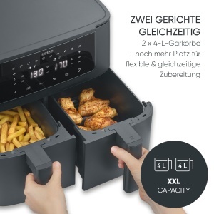 Friteuza cu aer cald Severin FR 2463, 2x4L, 2600W, neagra - Img 3