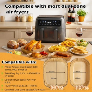 Friteuza cu aer cald TopEsct pentru Philips Airfryer si Tefal, 120 bucati, 21x17 cm si 21x11 cm - Img 6