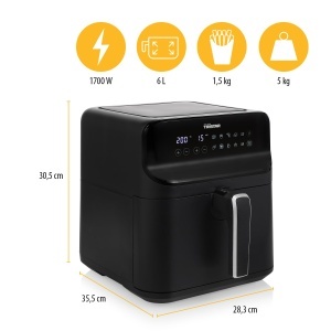 Friteuza cu aer cald Tristar FR-9025, 6L, 1350W, 9 programe, Mat Negru - Img 5