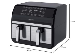 Friteuza cu aer Sencor Air Fryer, compartiment dublu, tehnologie de circulatie a aerului, viteza mare, control tactil, gata in 3 minute, 1700W, capacitate totala 8L, culoare argintiu - Img 6