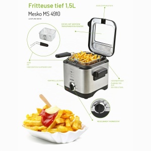Friteuza electrica Mesko MS4910, 1.5 litri, 900W, inox - Img 6