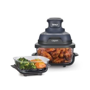 Friteuza portabila cu aer Ninja CRISPi 38 L 4 in 1 prajire cu aer prajire pastrare calda recrispare compacta 6 portii 2 recipiente si capace detasabil - Img 1